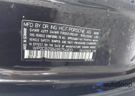 2009 Porsche 911 Carrera 4S из США, поврежденный, VIN WP0CB29949S754833